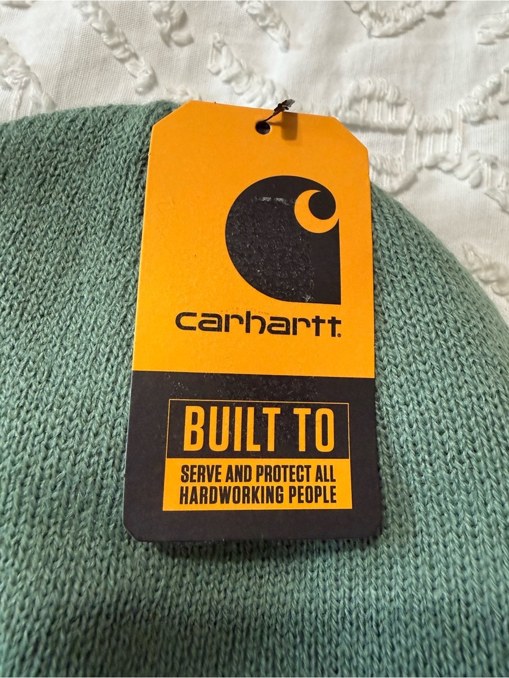 Carhartt Knit Beanie Green Slate Shamrock No Luck Needed Patch NWT - Picture 3 of 4